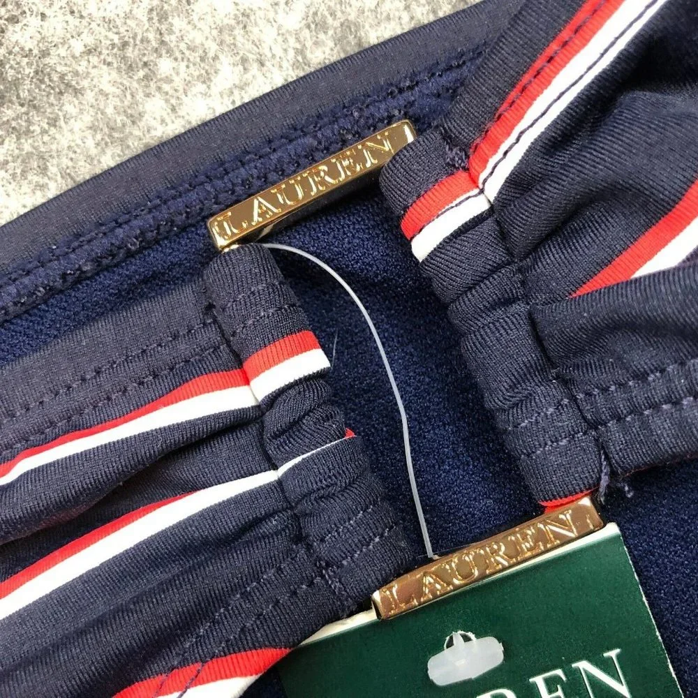 Lauren Ralph Lauren Bikini Bottom 6 Logo Hardware Hipster Patriotic Stripe Blue - Picture 3 of 10